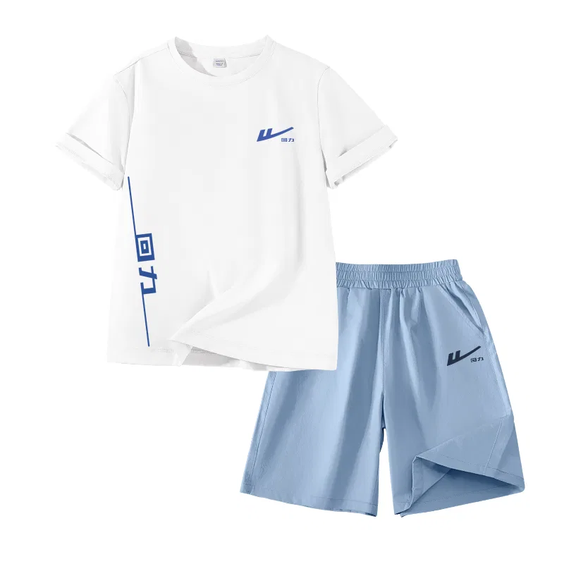 Детский спортивный комплект с принтом White/H Haze Blue K+H Slashed Blue Right Bottom-Gray Blue/H Navy Blue K WARRIOR