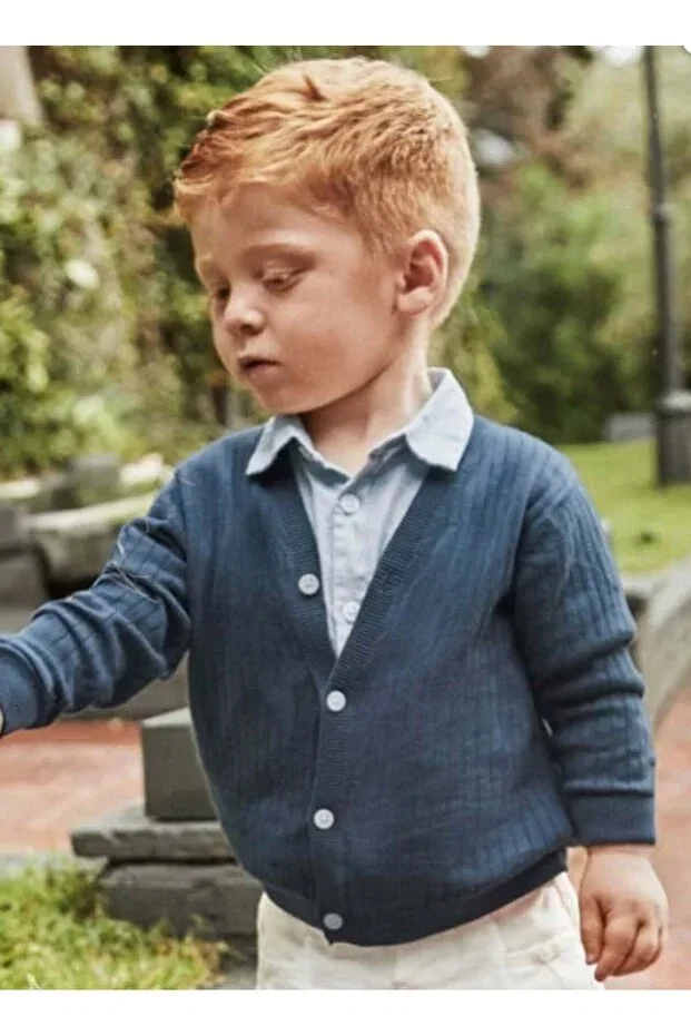 Детский жаккардовый вязаный кардиган для мальчиков Mayoral, Navy Blue