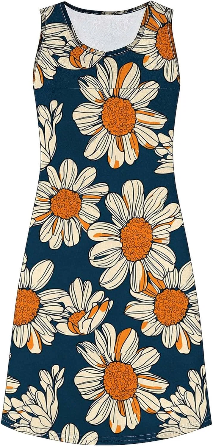 Женское летнее платье миди A-силуэта с цветочным принтом Beach Floral Dress, Navy — фото 4