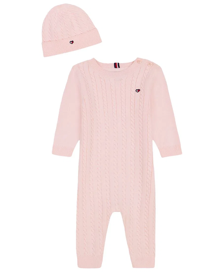Комплект из боди и шапки для новорожденных Tommy Hilfiger, Pink