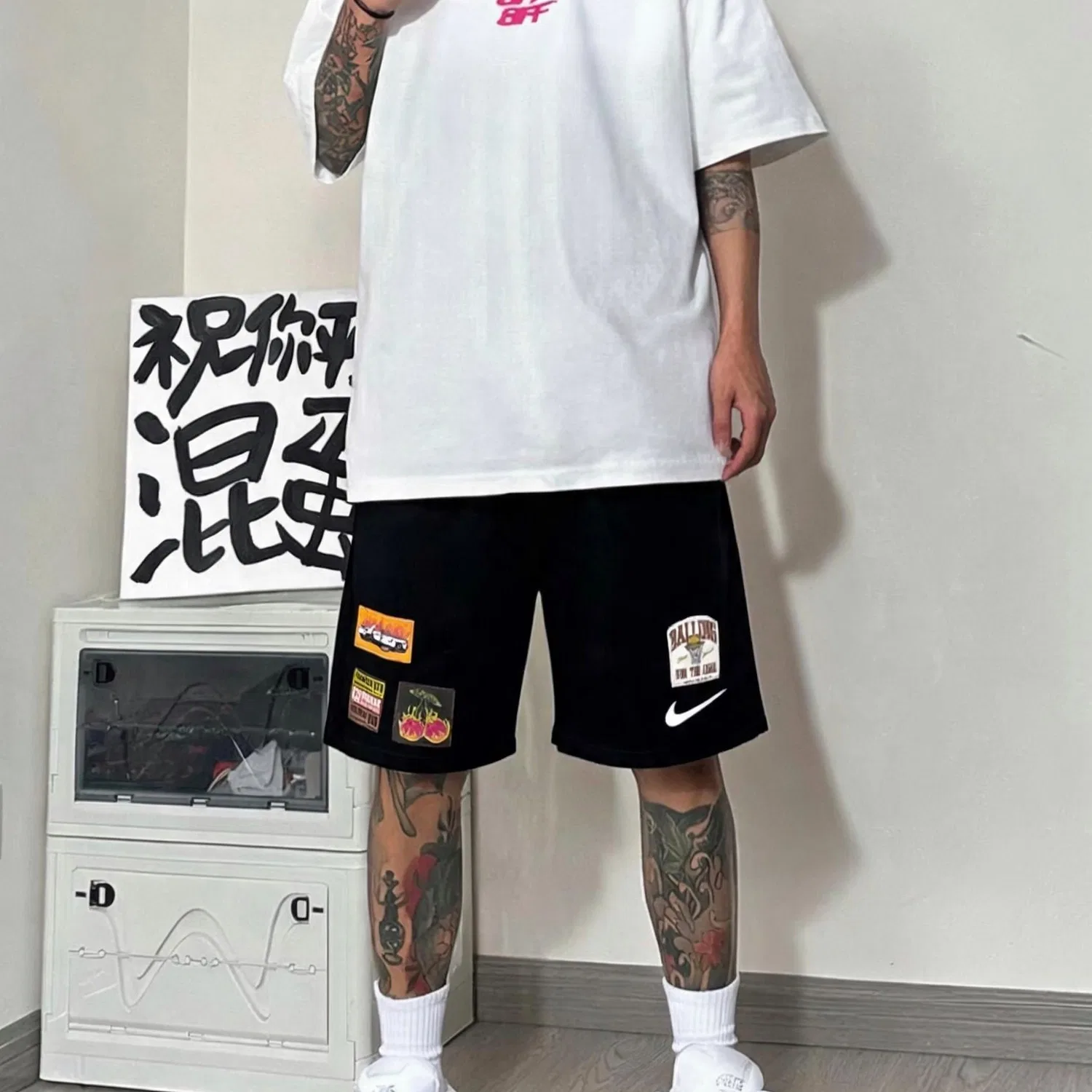 Мужские шорты для фитнеса из Dri-FIT с принтом Nike, Black — фото 4
