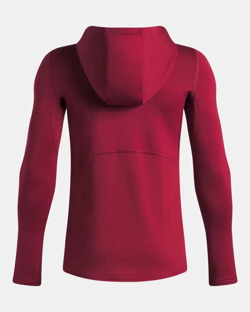 Худи на молнии ½ для мальчиков утепленное с вентиляцией ColdGear UnderArmour, Cardinal/Black — фото 2
