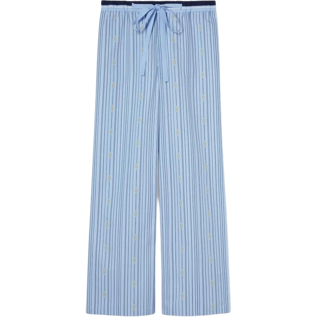 Женские хлопковые брюки с принтом GUCCI, Light Blue