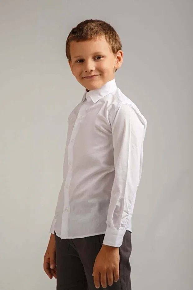Детская рубашка для мальчиков с длинным рукавом Basics Fatella, White