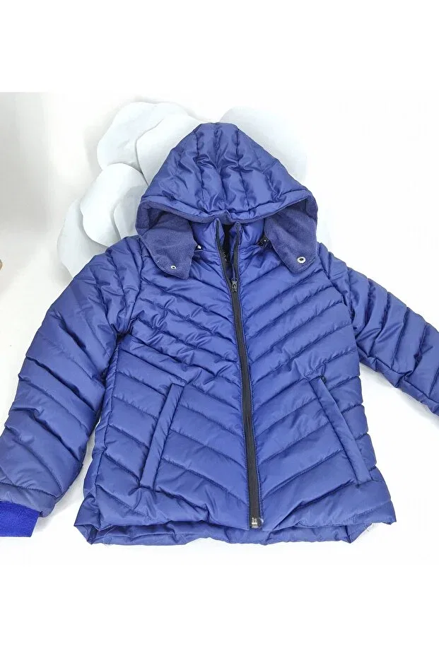 Детское пальто для девочек с капюшоном Evitle, Navy Blue — фото 4