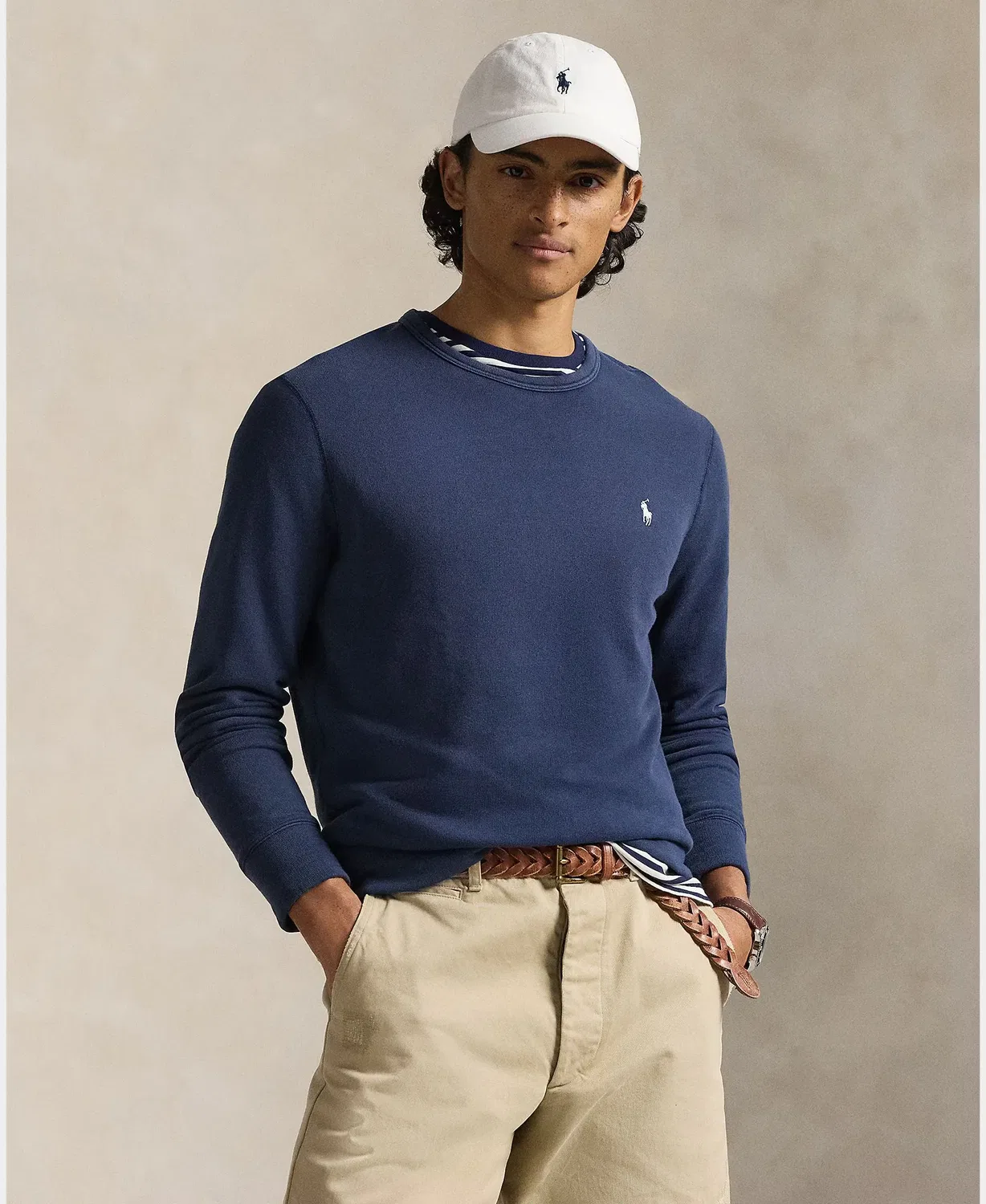 Мужской свитшот из двойного трикотажа с логотипом Polo Ralph Lauren, Azul Marino