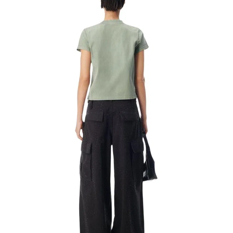 Женская футболка хлопковая Alexander Wang, Green — фото 3