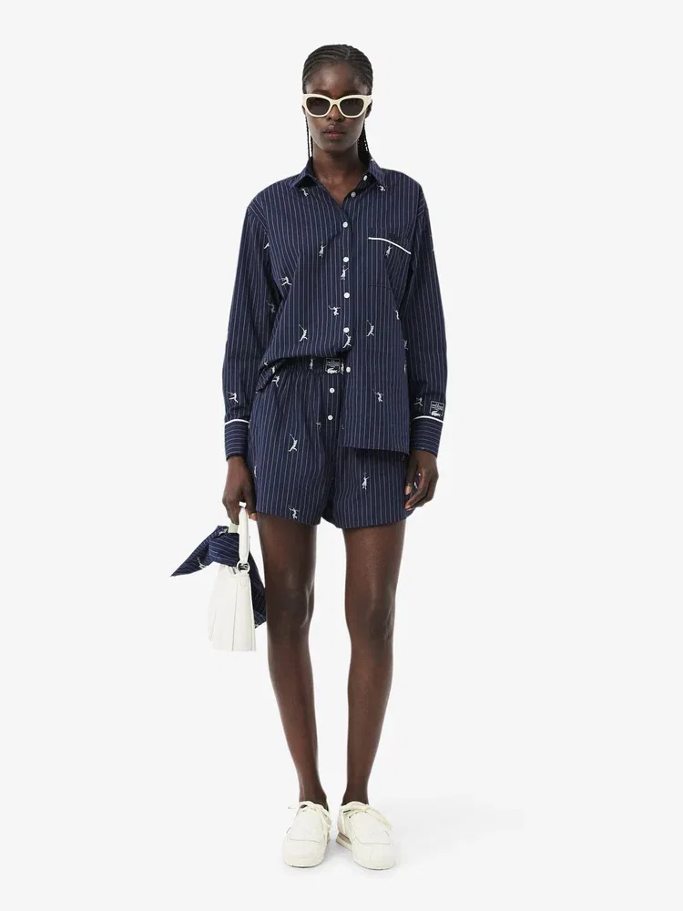 Шорты LACOSTE с вышивкой, Navy — фото 4