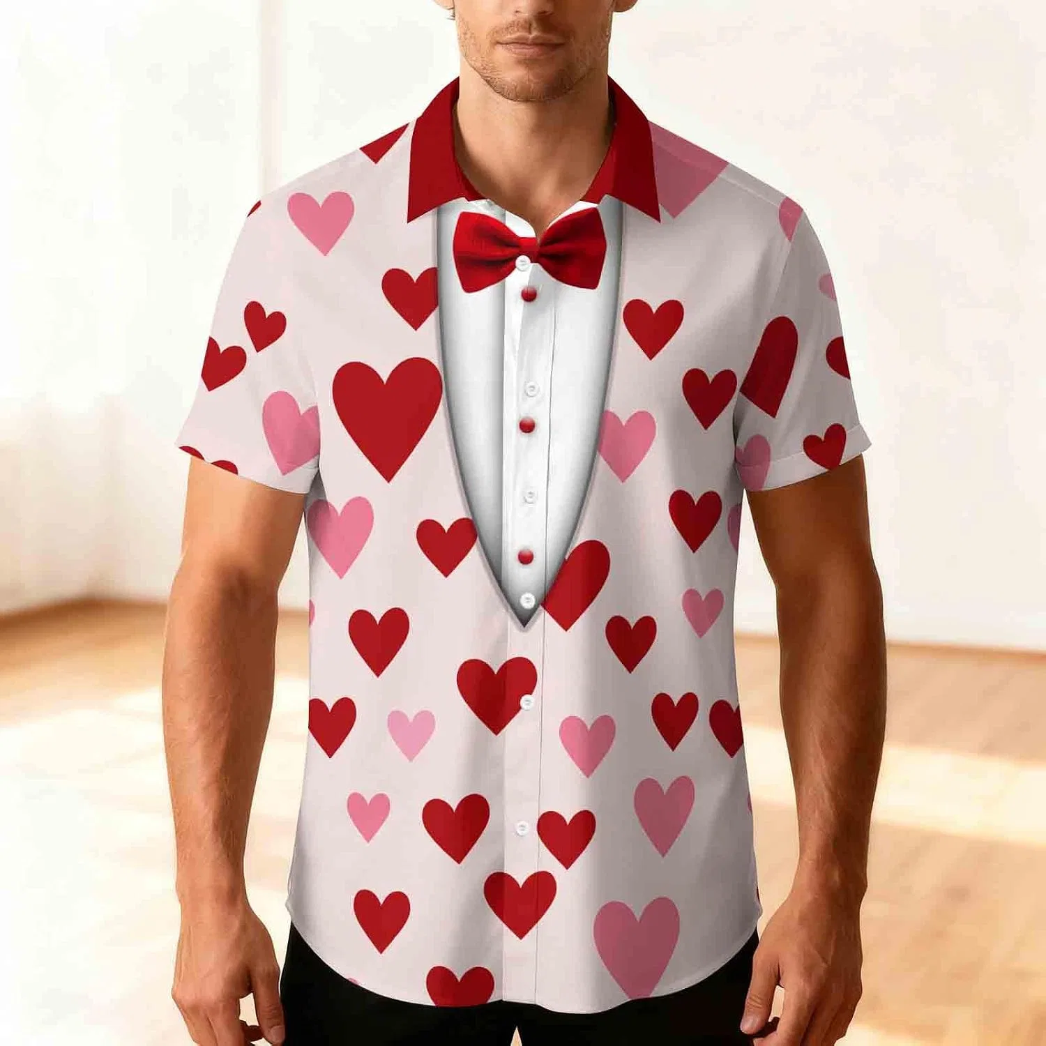 Мужская футболка с принтом Funny Tuxedo, Pink-3 — фото 2