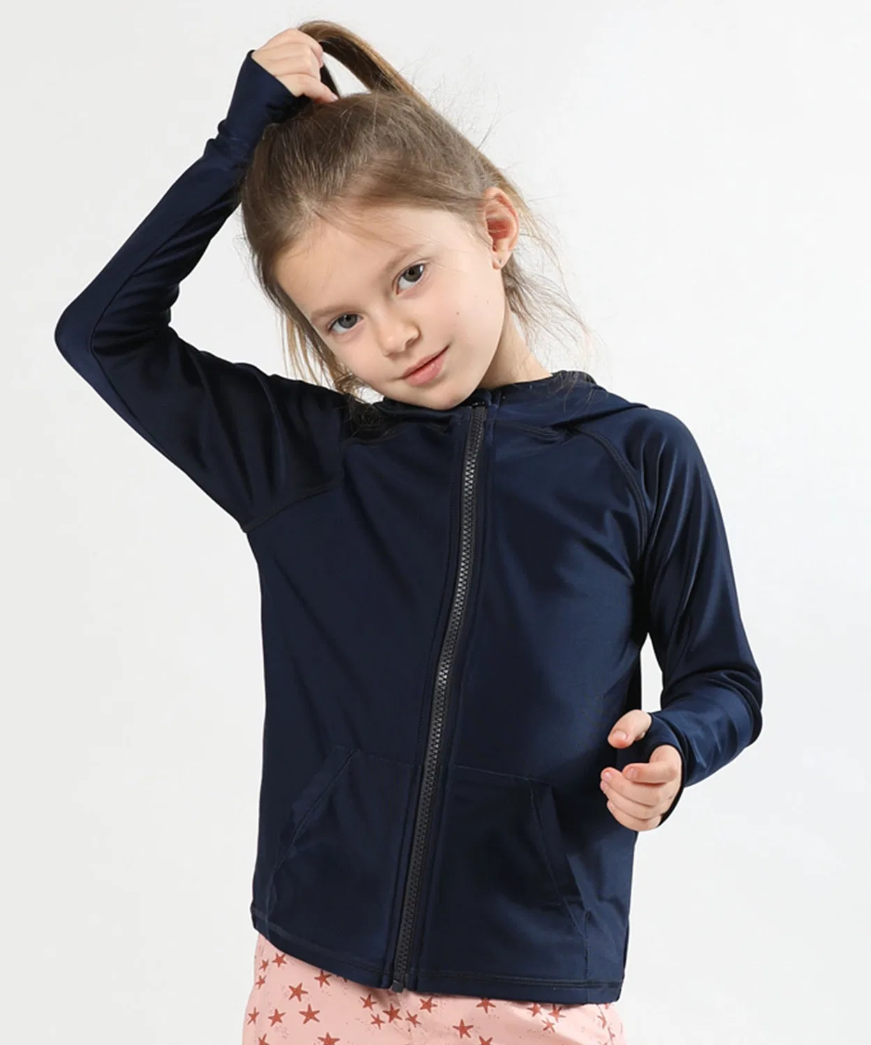 Детская рашгарда с капюшоном и длинным рукавом Lace Ladies, Navy