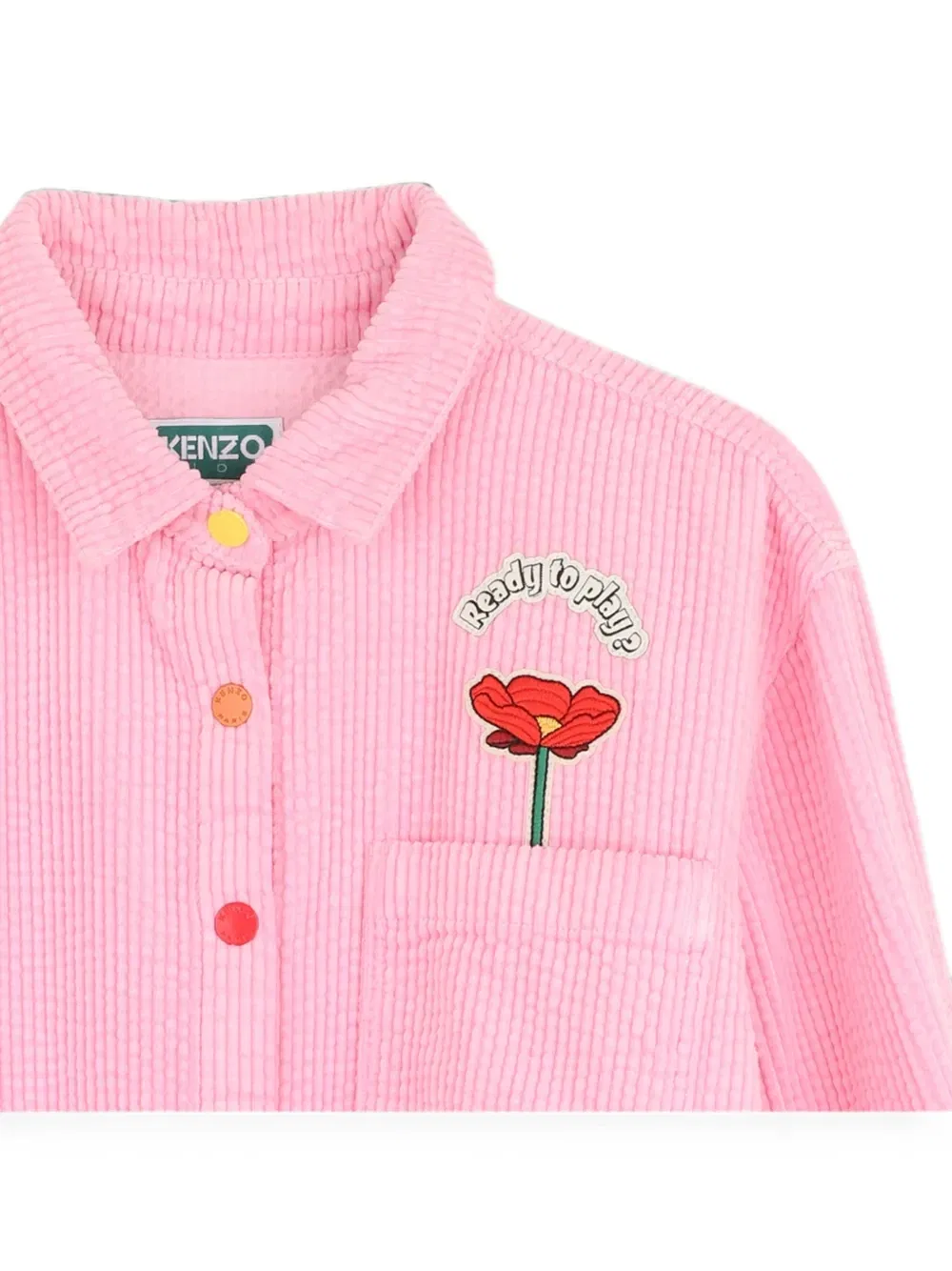 Вельветовая рубашка с нашивками Kenzo Kids, розовый — фото 3