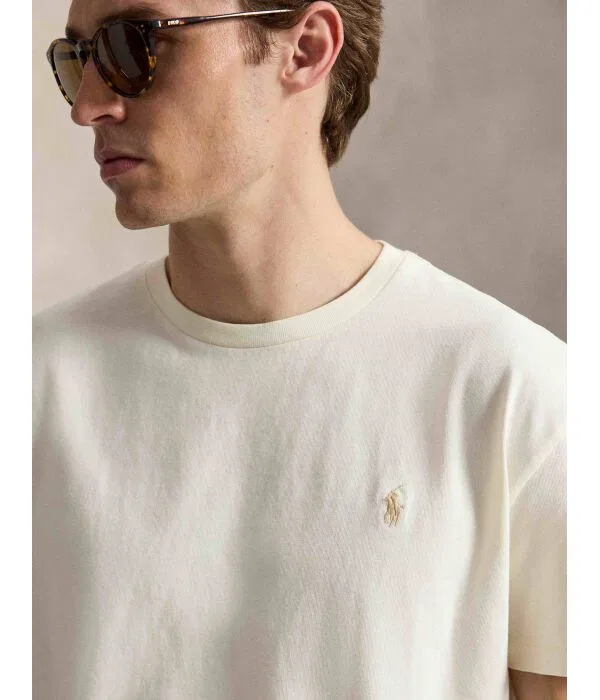 Мужская футболка хлопковая Polo Ralph Lauren, Crema — фото 4
