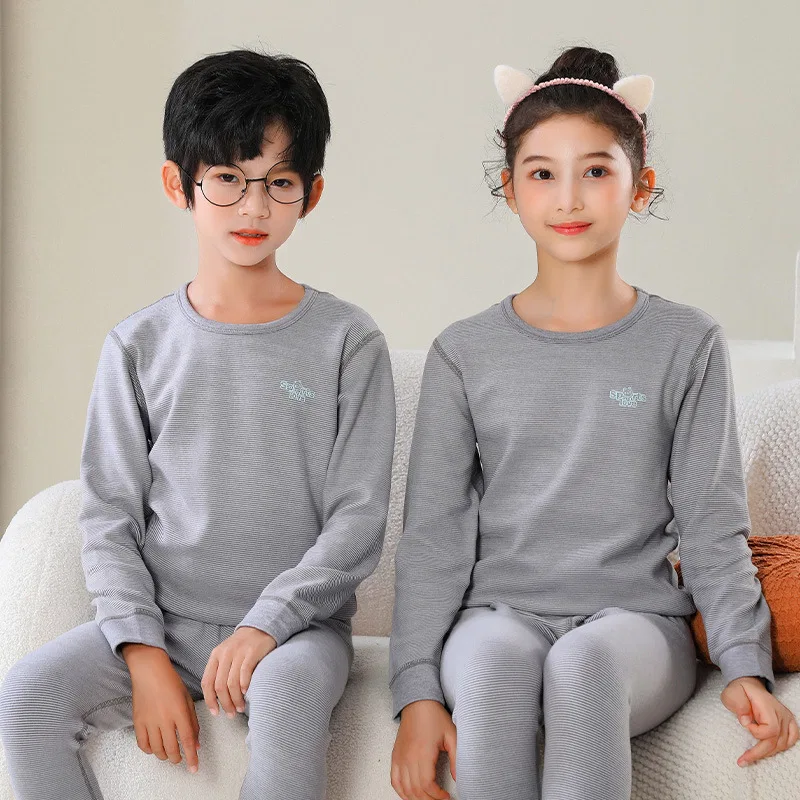 Детский комплект термобелья с длинным рукавом Cotton Gene, Color Dark Gray — фото 4