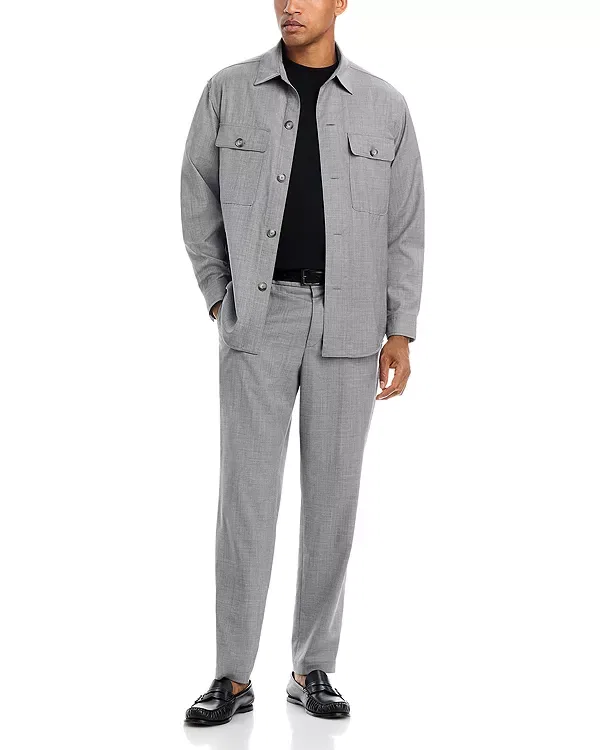 Мужская куртка с накладными карманами P-Carper pocket overshirt Boss, Open Grey — фото 2