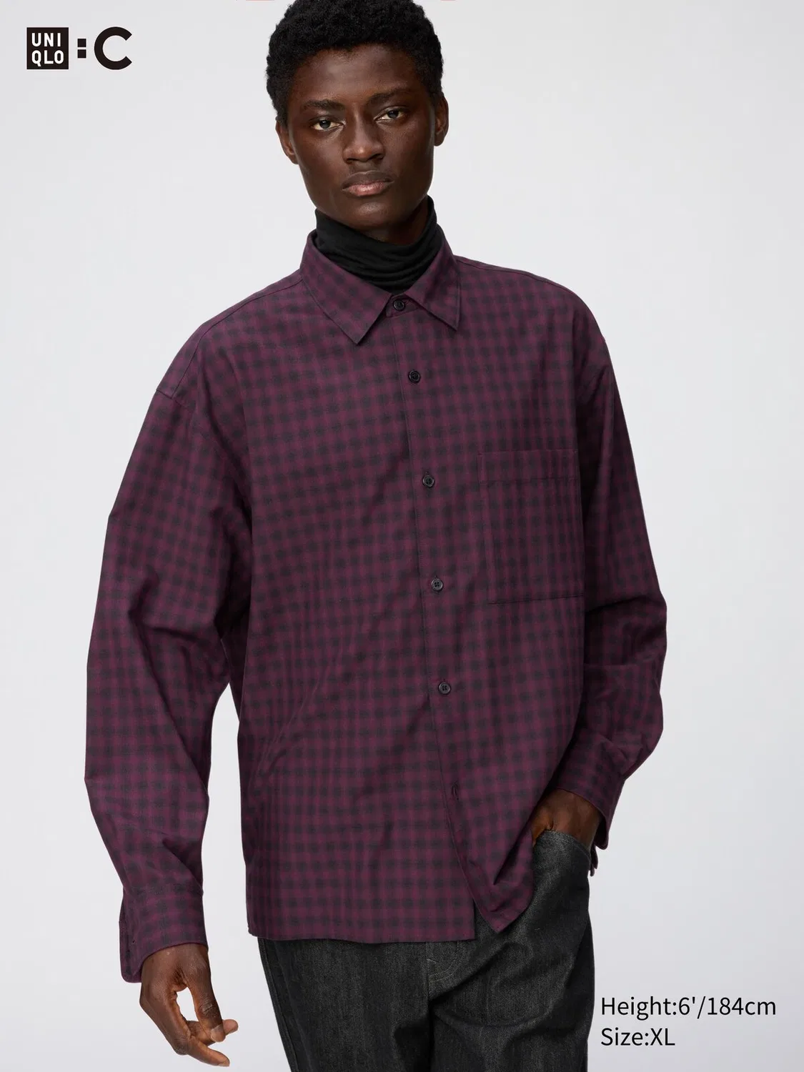 Рубашка Uniqlo, мужская, бордовая