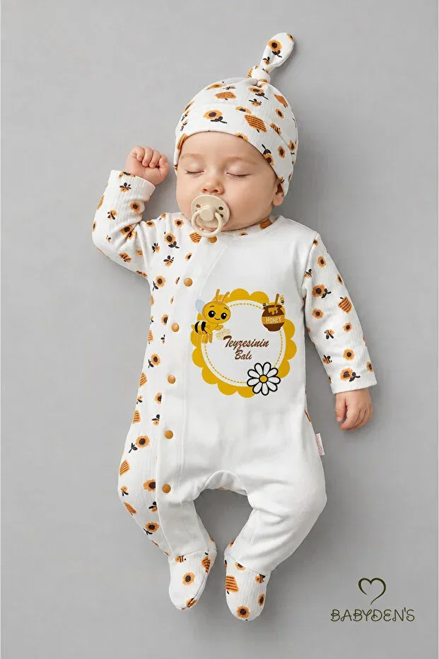 Детский комбинезон для новорожденных с принтом Aunt'S honey Babyden'S, Ecru — фото 3