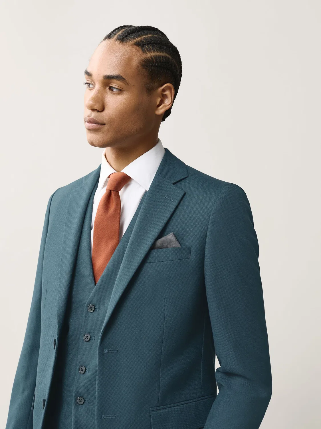 Пиджак Slim Fit текстурированный Next, Teal Blue — фото 4