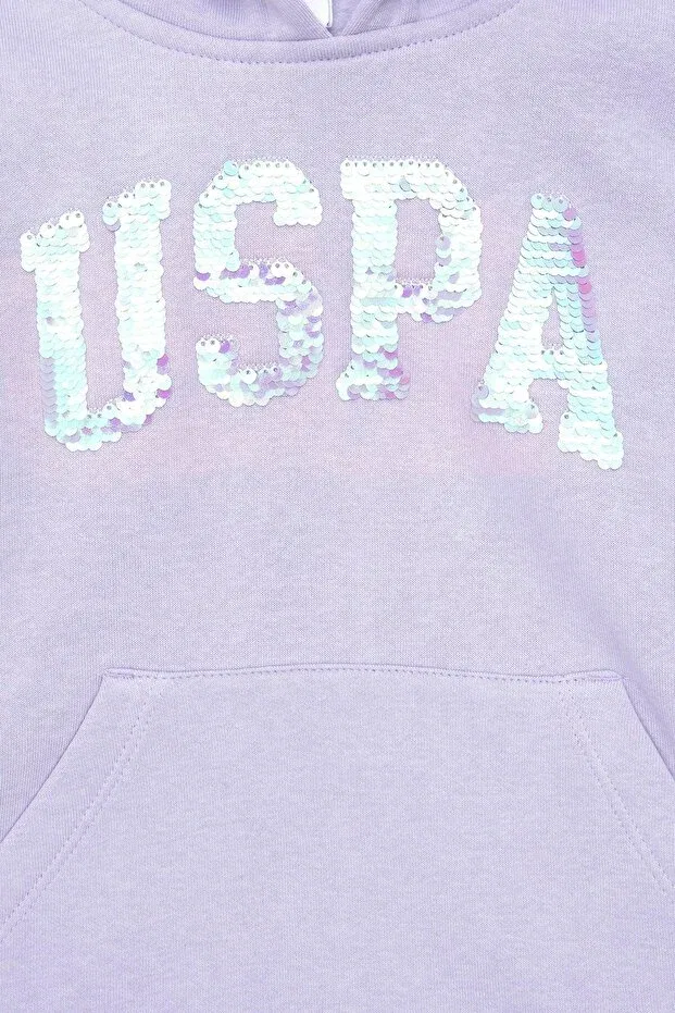 Детское для девочек свитшот с капюшоном длинным рукавом U.S. Polo Assn., Lilac — фото 4