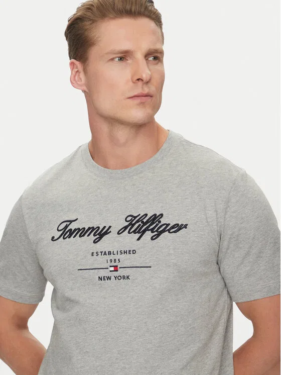Футболка regular fit Script Logo Tommy Hilfiger, серый — фото 4