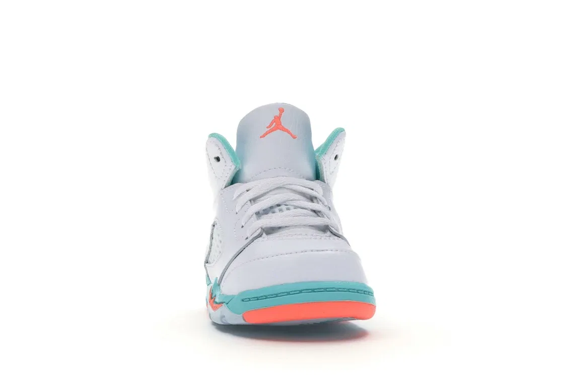 Детские кроссовки Lifestyle Jordan 5 Retro, White/Crimson Pulse Light Aqua Black — фото 2