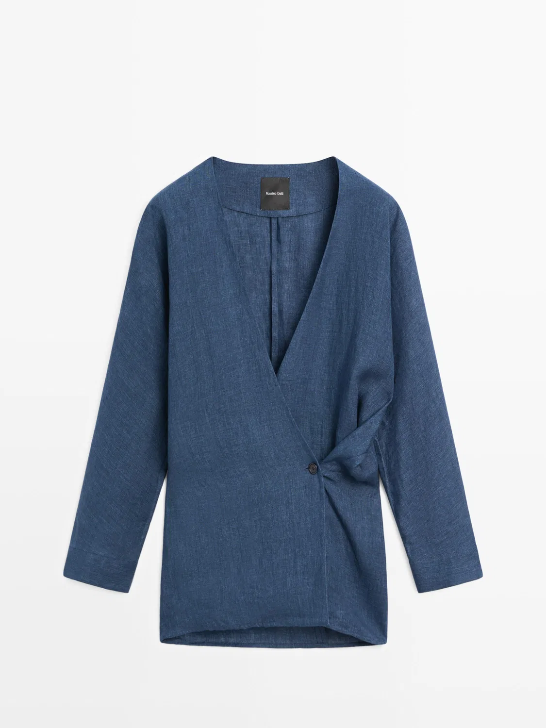 Кимоно с эффектом джинсовой ткани, имитирующее лен Massimo Dutti, синий — фото 2