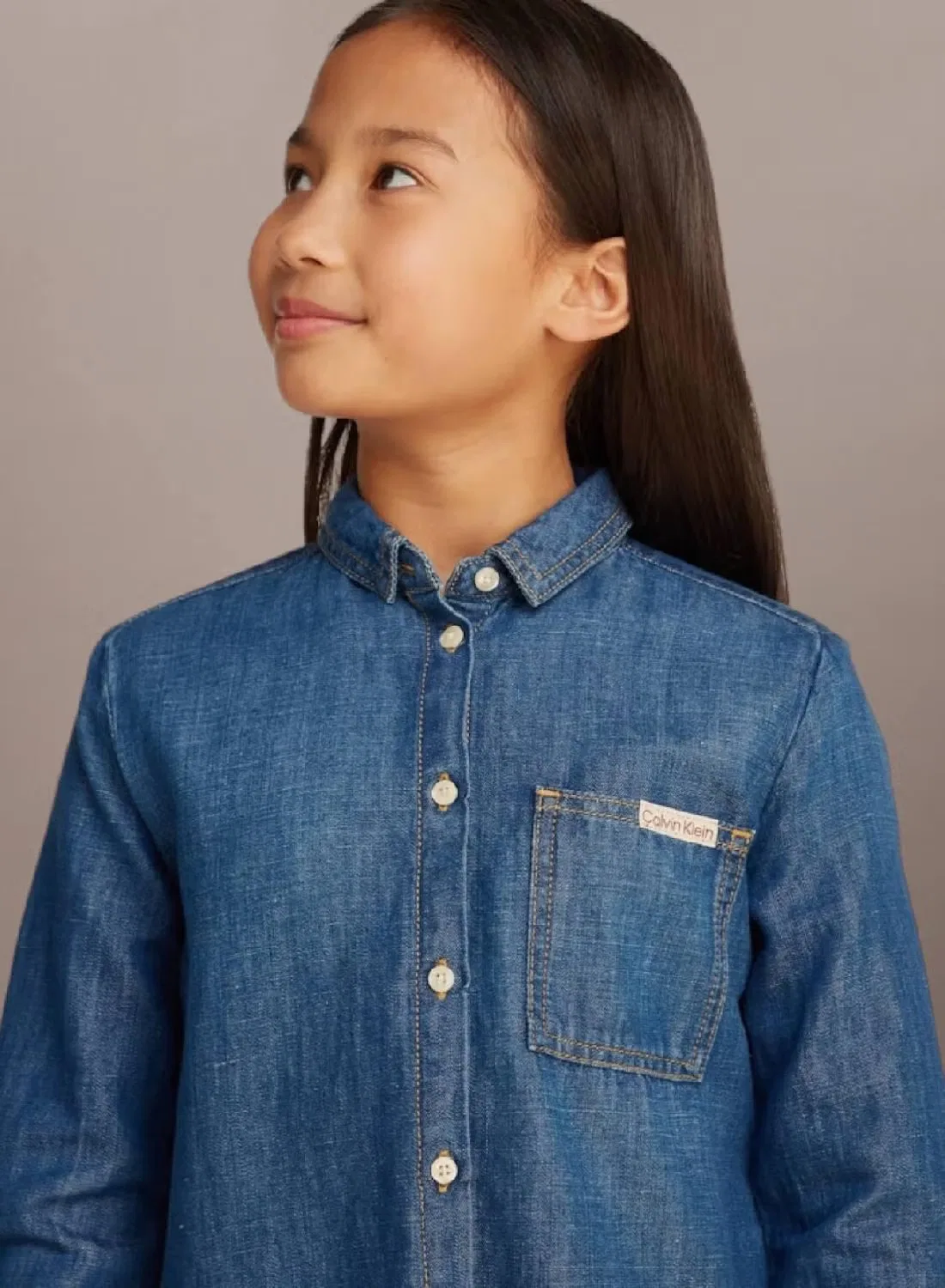 Рубашка джинсовая хлопковая, Calvin Klein Jeans, голубой