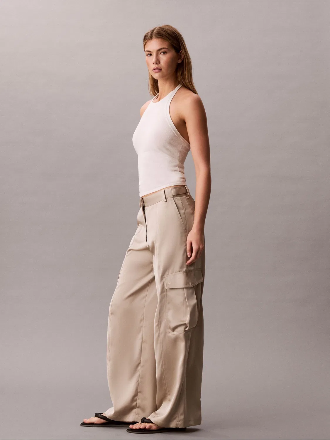 Брюки карго сатиновые Calvin Klein, Natural — фото 4