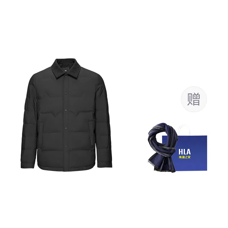 Детский пуховик с капюшоном HLA The Mountain Collection, Black 55 (Scarf Combo)