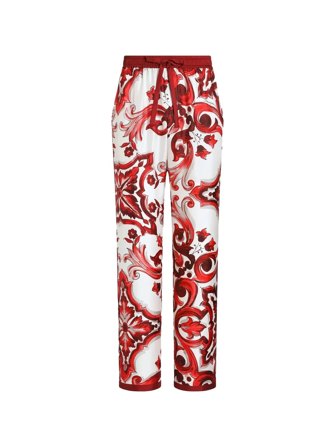 Брюки с майоликовым принтом, белые Dolce & Gabbana, белый