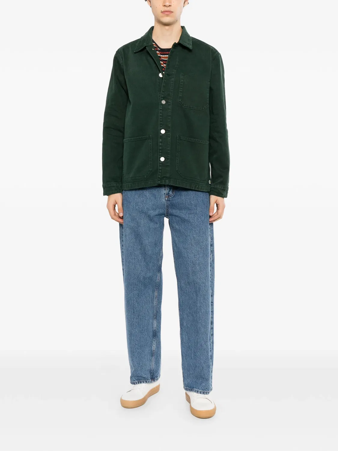 Джинсовая рубашка-куртка зеленая Lacoste, зеленый — фото 3