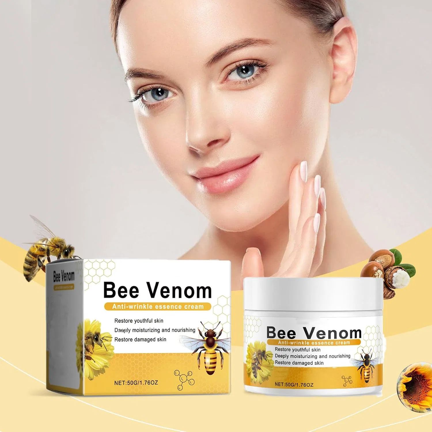 Антивозрастной крем для лица Bee Venom, yxcully, 50 мл, 1pcs — фото 2