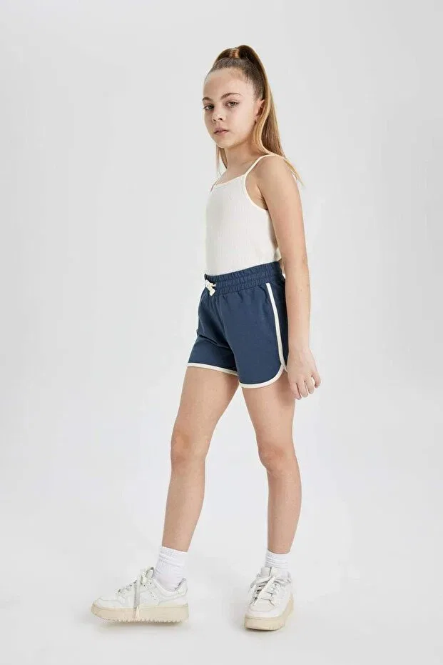 Детские шорты для девочек хлопковые Basics Defacto, Navy Blue — фото 2