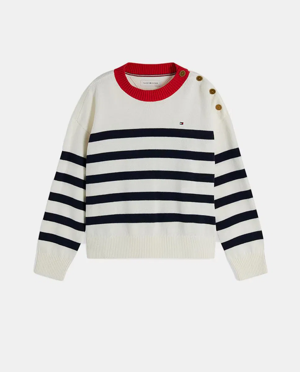 Детский джемпер в полоску, Hombro, Tommy Hilfiger, белый