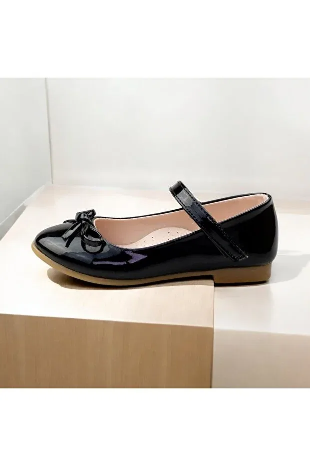 Детские балетки для девочек с ортопедической стелькой Jojo Kids, Black Patent Leather — фото 2