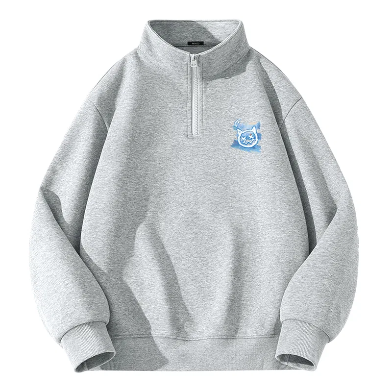 Детский свитшот с принтом MINISO, Heather Gray (B Graffiti Blue Bear Chest Logo)