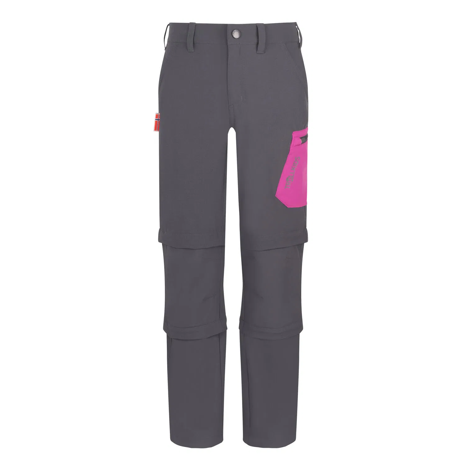 Детские брюки-трансформеры Preikestolen Double Zip-Off Trollkids, Sturmgrau Bengalrosa