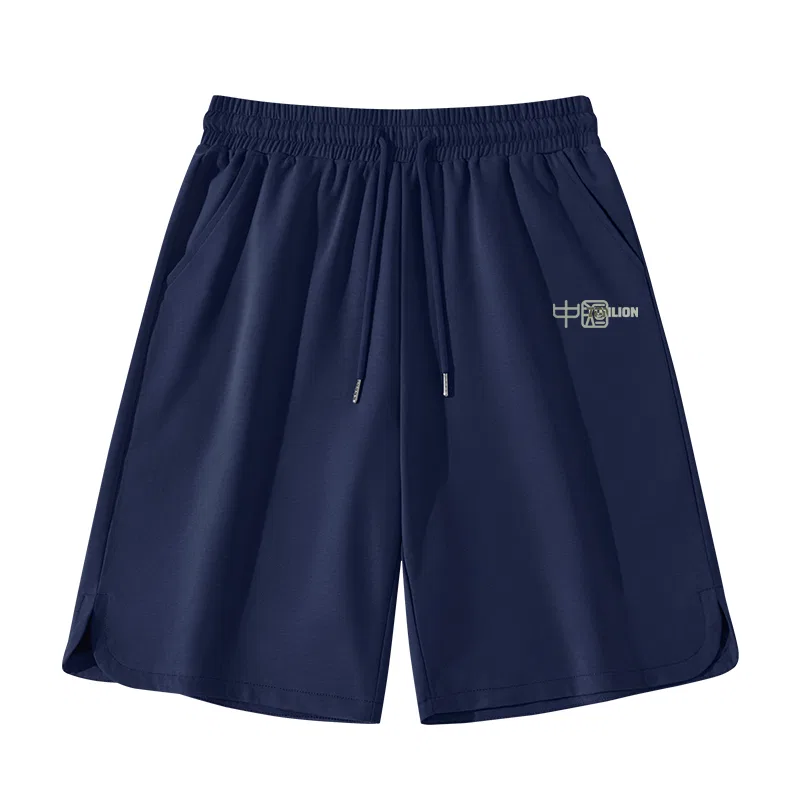 Детские шорты свободного кроя с завязками Tonlion, Цвет 220G Knitted Shorts Navy Blue (ta Lion Print Oriental Pants Label)
