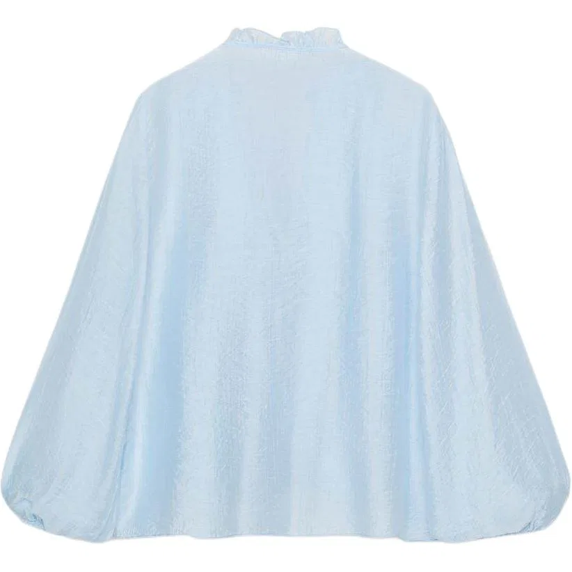 Женская рубашка с V-образным вырезом, с длинным рукавом, Sky Blue, ZARA — фото 3