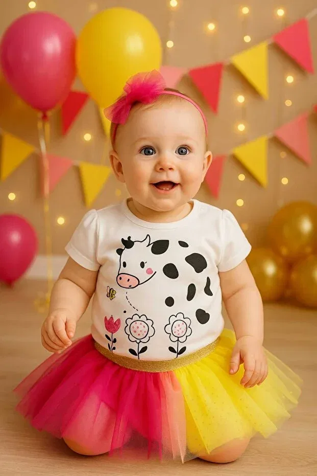 Детский комплект для девочек с принтом Tutu Skirt Set Bebekpare, Colored