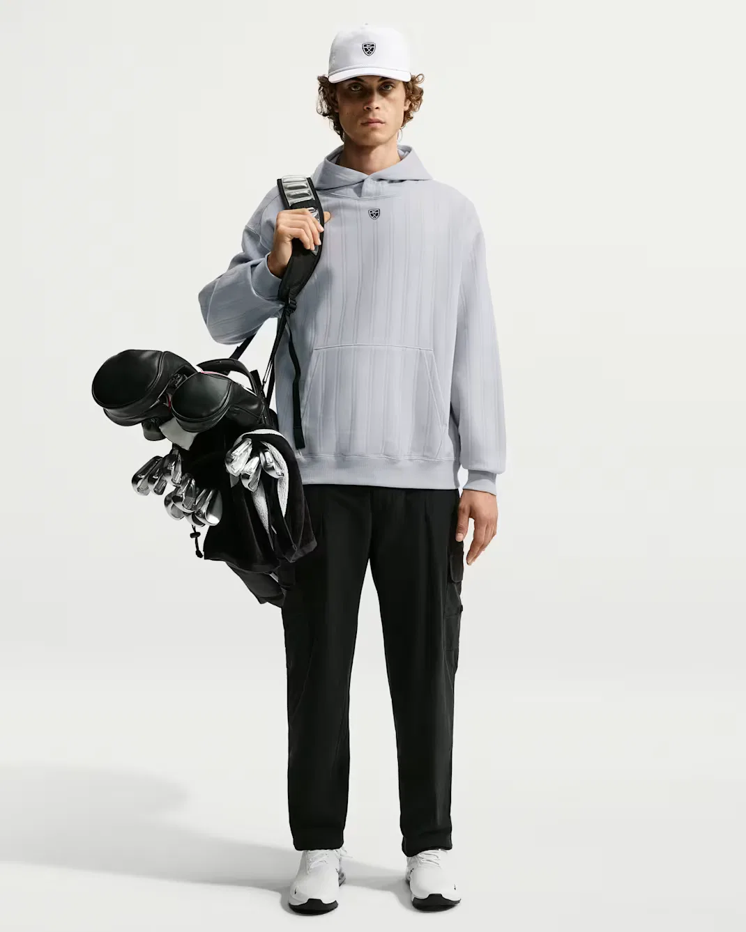 Мужская термотолстовка Therma-FIT оверсайз для гольфа Nike Fairway Fresh, Wolf Grey/Black — фото 4