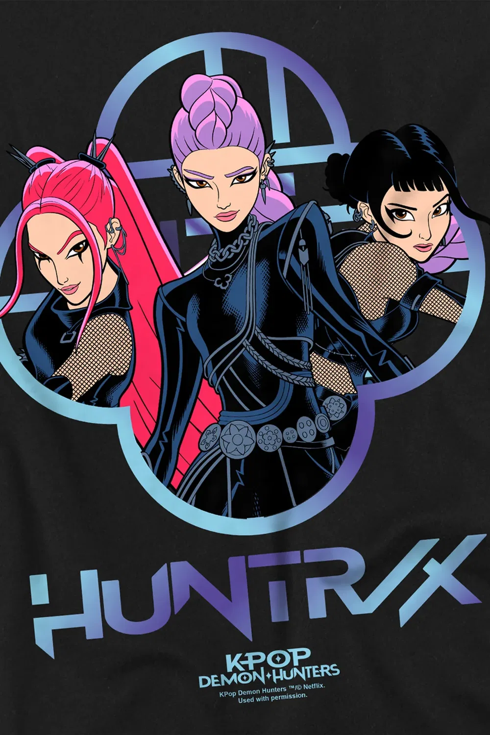 Детский свитшот для девочек Kpop Demon Hunters Huntrix Girls Logo Netflix, Black — фото 3