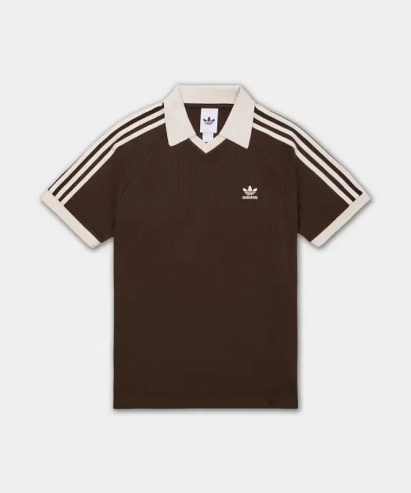 Футболка поло с вафельным узором, Adidas, темно-коричневый