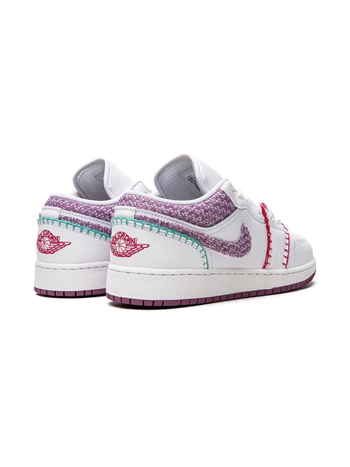 Кроссовки Jordan 1 Low в белом и светлом бордо — фото 2