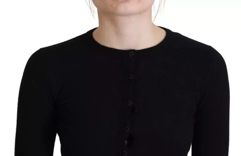 Женский кардиган на пуговицах из шерсти Cardigan Dolce & Gabbana, Black — фото 3