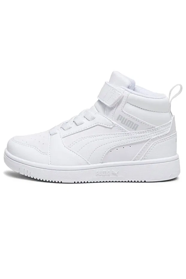 Детские кроссовки для девочек с геометрическим принтом Rebound v6 mid ac ps kids sneakers Puma, White