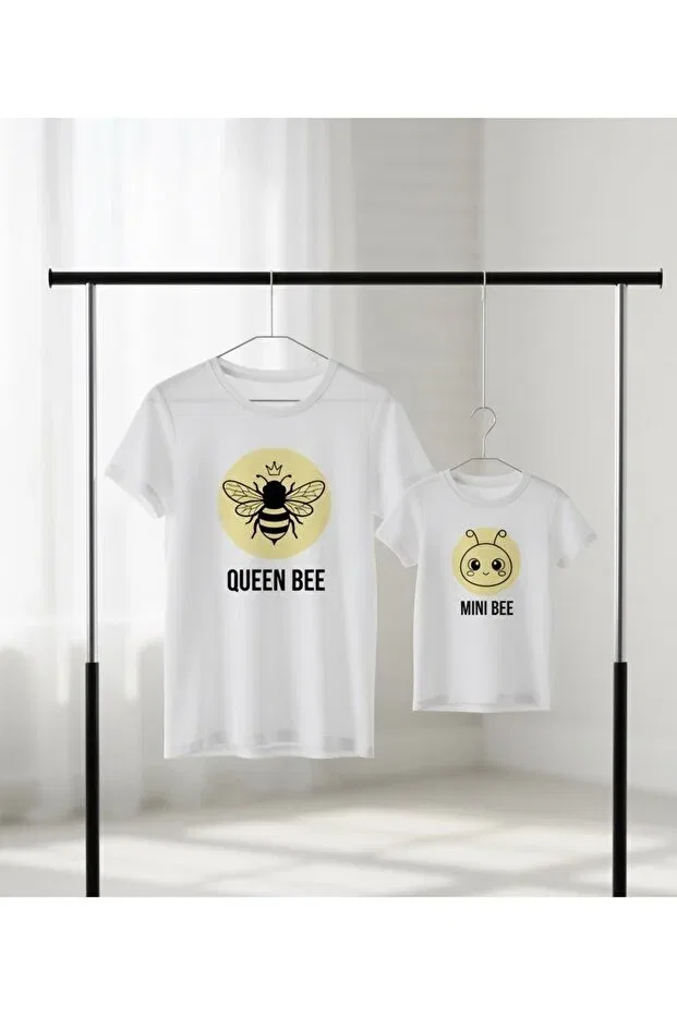 Детская футболка для девочек с принтом Bee printed mother, child combination t-shirt Tiny And Co, White — фото 2