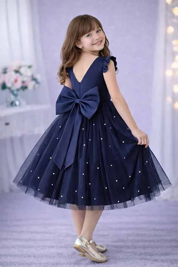 Детское платье для девочек с воланами Madyabutik, Navy Blue — фото 3
