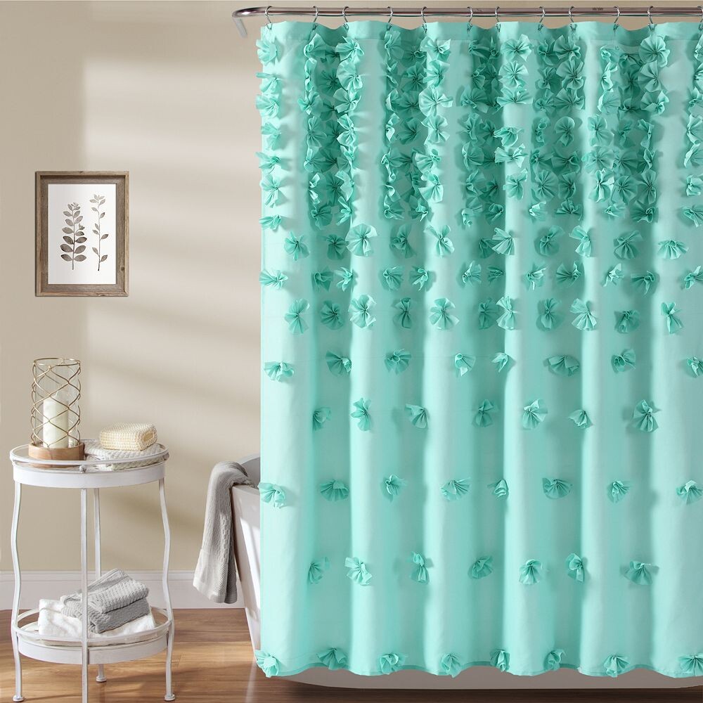 

Lush Decor Riley 3D Цветочная занавеска для душа, цвет Aqua