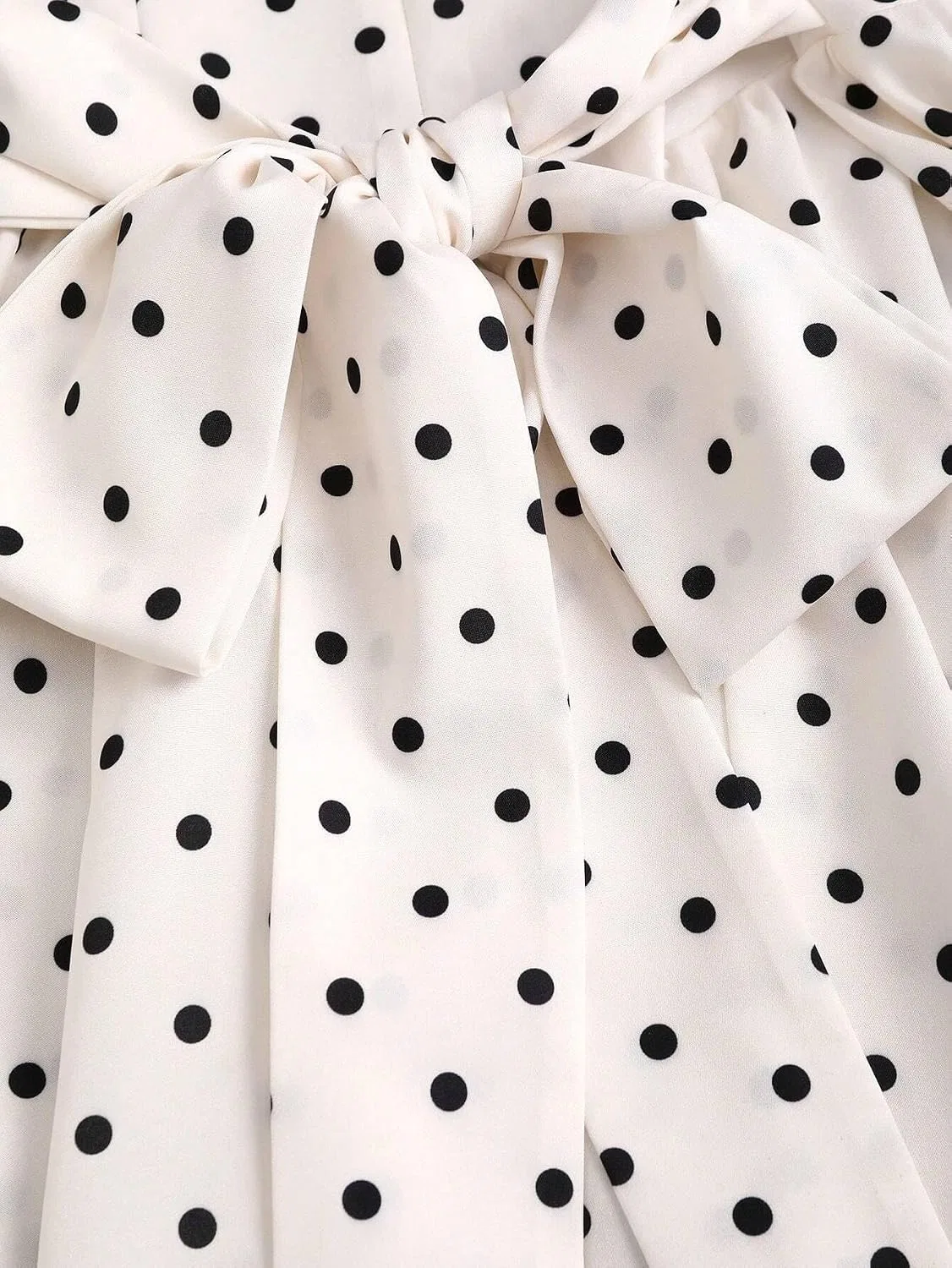Женское повседневное платье мини A-силуэта с квадратным вырезом Polka Dot, Black and White — фото 4