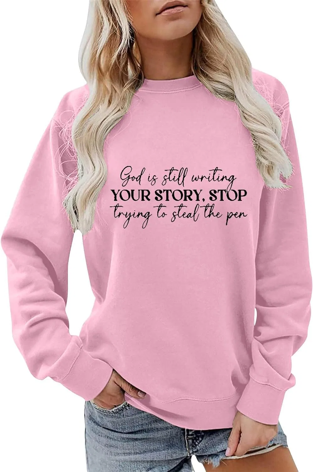 Женский свитшот God Is Still Writing Your Story, розовый
